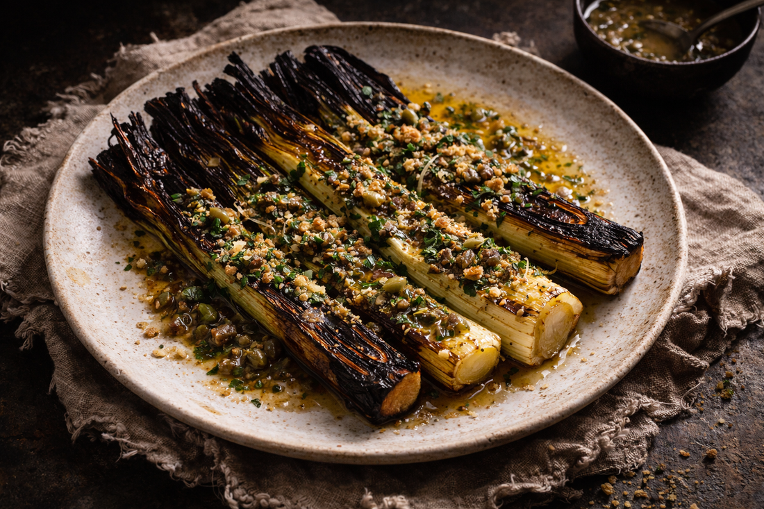 Charred Leeks with Anchovy Dressing
