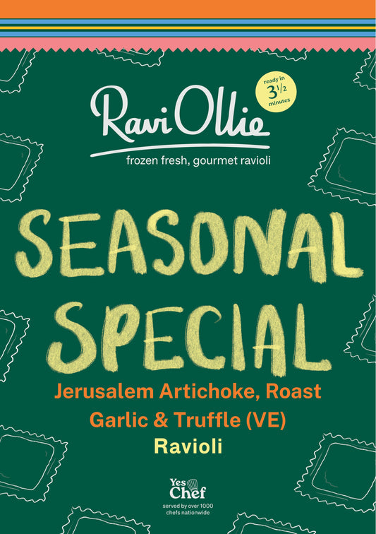 Jerusalem Artichoke, Roasted Garlic & Truffle Ravioli (VE) (350g)(A Proper Portion For 2)