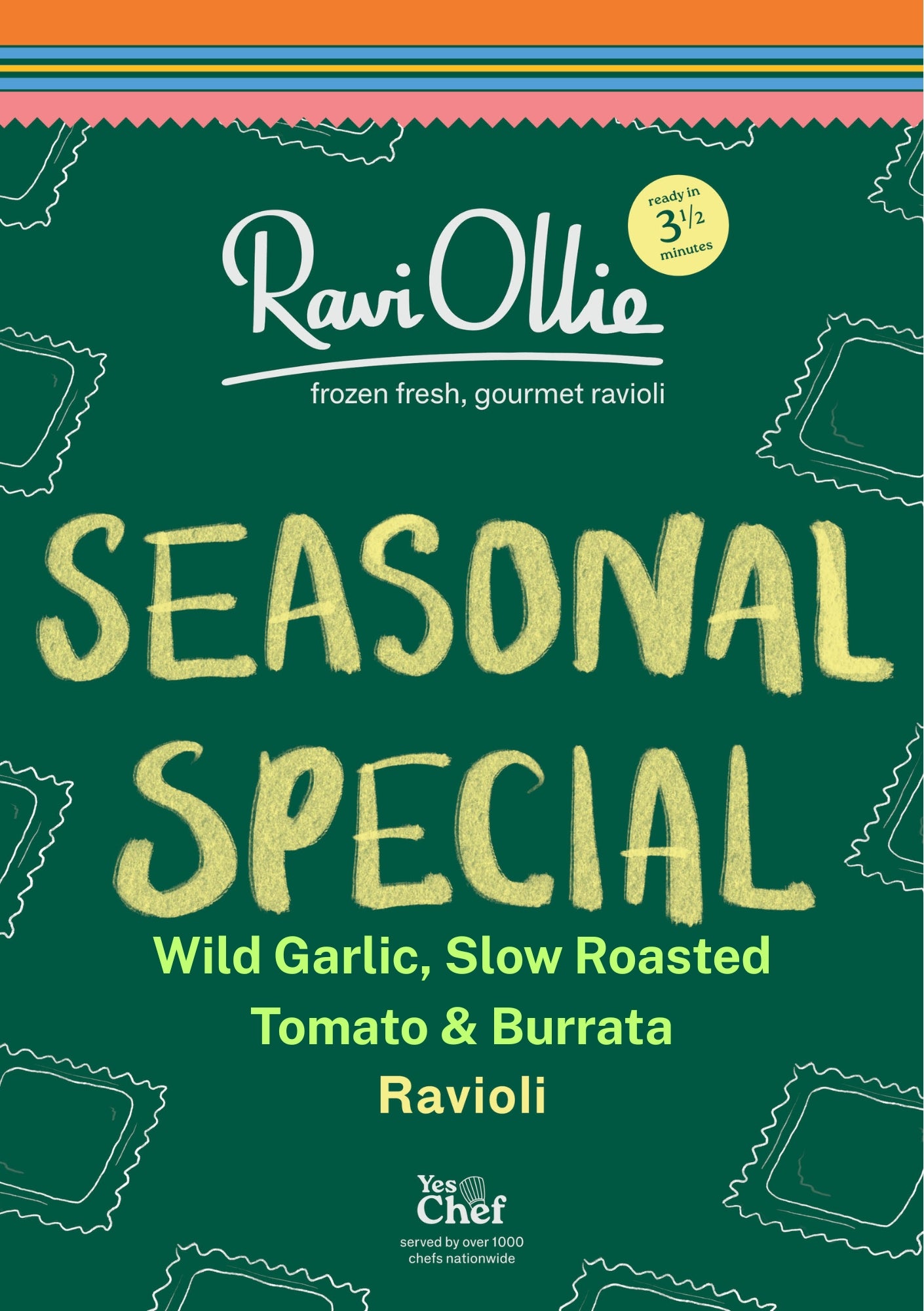 Wild Garlic, Slow Roasted Tomato & Burrata Ravioli (350g)(A Proper Portion For 2)